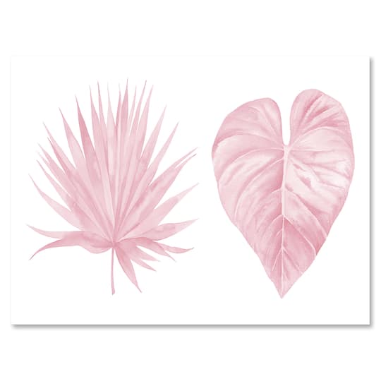 Designart - Tropical Pink Watercolour Leaves II